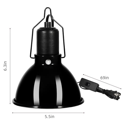 5.5 inch Dome Reptile Light Fixture Max 100W Reptile Heat Lamp (5.5inch shallow dome)