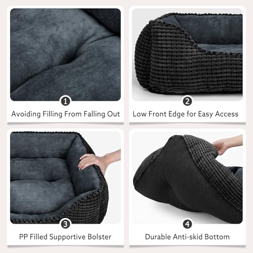 Dog Beds for Medium Dogs Washable (Black / M(25’’x 21’’x 8’’))