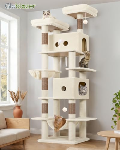 80in Cat Tree Tower for Indoor Cats Large Adult (Beige)