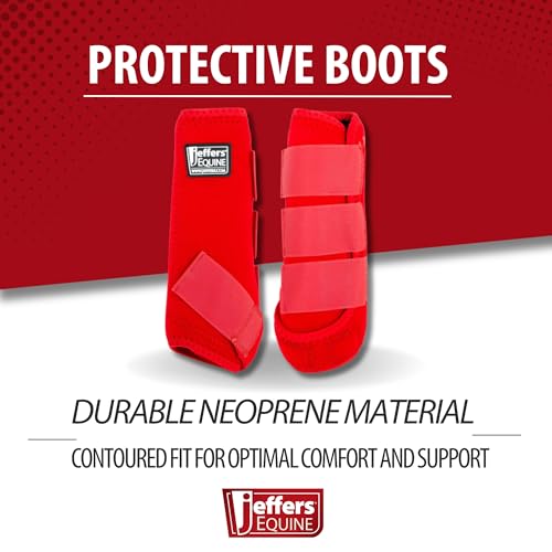 Equine Protective Horse Boots 1 Pair Red (Red / Medium)