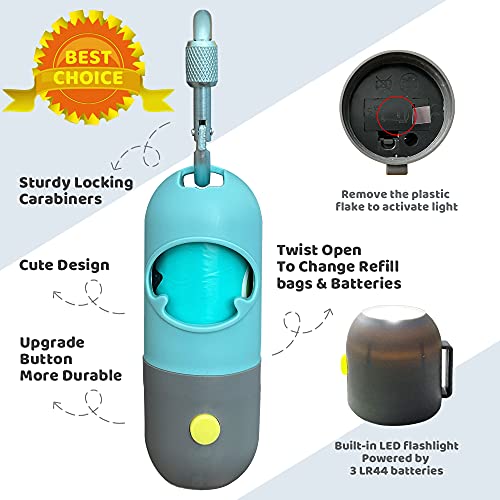 Dog Poop Bag Dispenser with Built (Crystal Blue / 1 Count (Pack of 1))