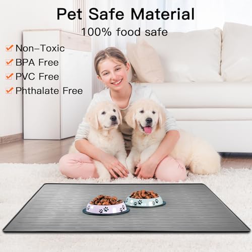 39.4"x29.5" Large Pet Food Mat (Lake Blue / 39.4"L x 29.5"W)