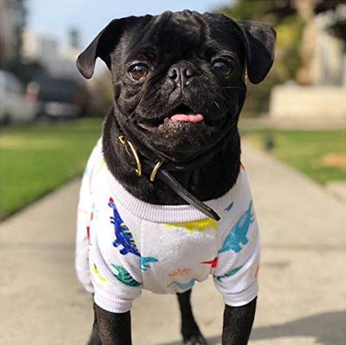Dog Halloween Pajamas Puppy Onesies Small Dogs Soft Pjs Coat Cat Apparel Comfy Pet Christmas Clothes Outfit Doggie Bodysuit (X-Large / White Dino)