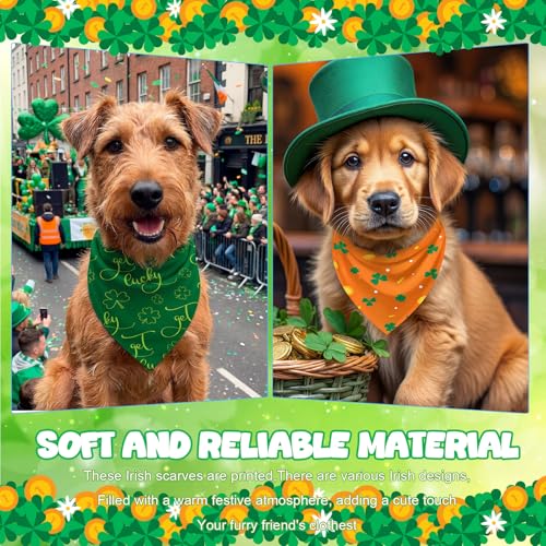 50 Pcs St Patrick's Day Dog Bandanas Bulk Green Shamrocks Bandanas for Dogs Triangle Kerchief Bibs Scarf for Pet Irish Costume Photo Props Pet Shops Groomer (St Patricks Day / 25.6 x 17.7 x 17.7")