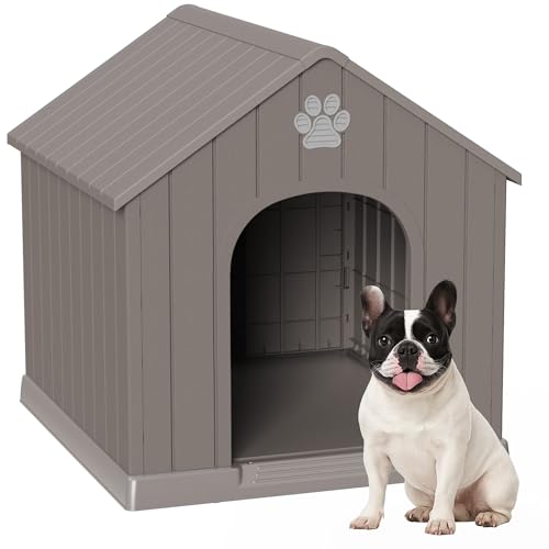 Dog House Resin Outdoor Dog Kennel (Grey / Small Dog: 26 Inch)