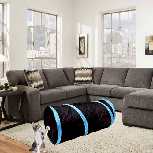 Cat Tunnel for Indoor Small Cats Kittens Rabbits (20 Inch (Pack of 3) / Black)