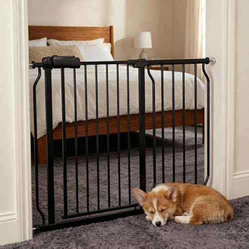 43.5 48 Inch Baby Gate Extra Wide Dog Gate Indoor for Stairs & Doorways (Black / 43.5"-48"/110-122CM)