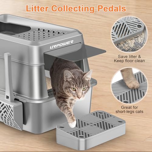 Extra Large Stainless Steel Litter Box with Lid for Large Cats