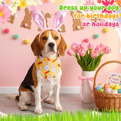 120 Pcs Spring Easter Dog Bandanas Bulk Dog Adjustable Cute Washable Triangle Kerchief Scarf Bibs for Small to Medium Pet Seasonal Party Costume Accessories