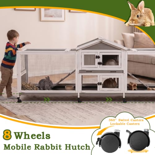 93"L Double Rabbit Hutch with Dual Runs (93.0"L x 22.1"W x 35.0"H)