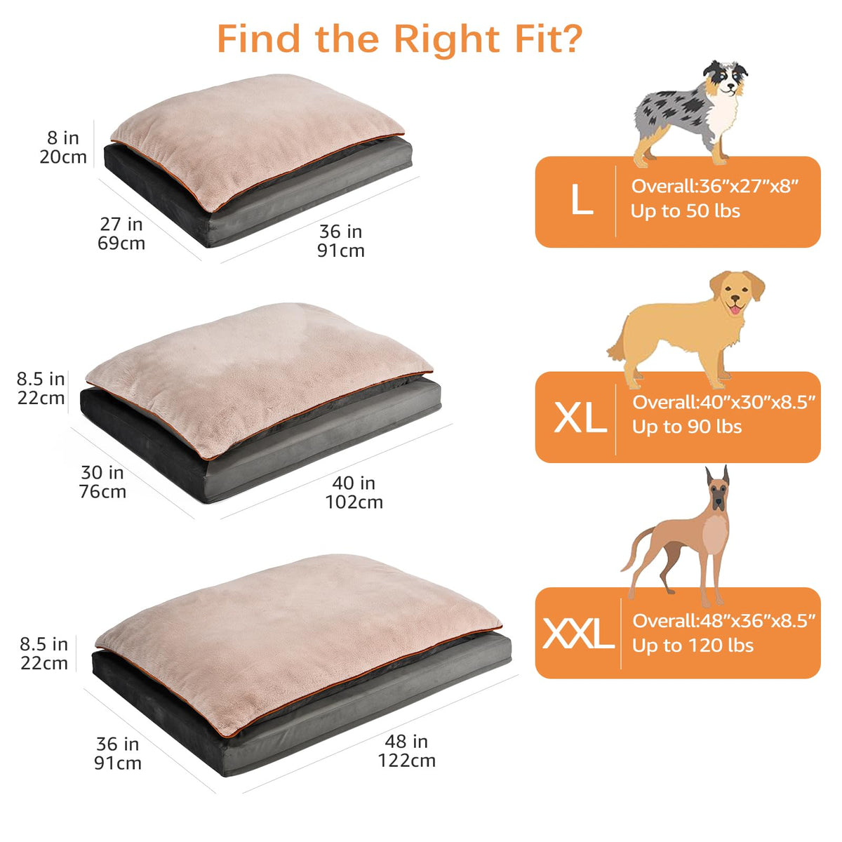 Dog Bed with Cooling Gel Memory Foam (Plush Cushion Bed / Large / Grey)