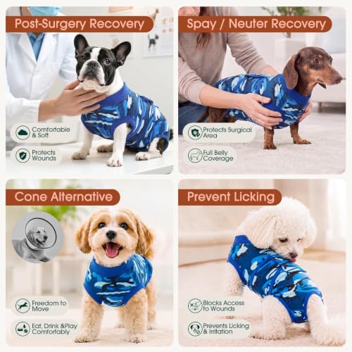 Recovery Suit for Dogs Cats (2x-large (Back:24.8-29.5'', Weight:70+ Lb) / 2#Ocean Camo)