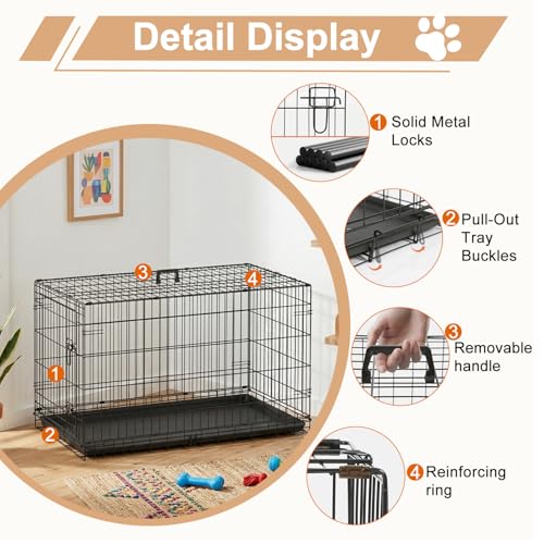 42" Foldable Metal Dog Crate (Black)