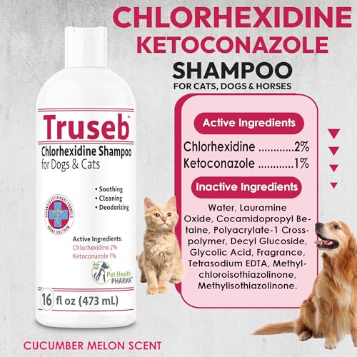 Truseb Chlorhexidine Shampoo for Dogs Cats & Horses with Aloe Vera