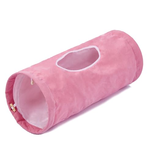 Cat Tunnel Large Indoor Durable Collapsible Interactive Cat Tube with Peek (PINK)