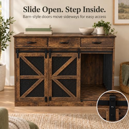 Furniture Dog Crate for Medium to Large Dogs (Brown / 47.6"L x 22.8"W x 35.5"H)