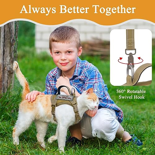 Tactical Cat Harness for Walking Escape Proof (Medium / Khaki)