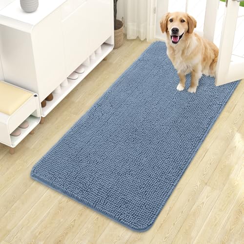 Dog Door Mat for Muddy Paws 44x24 (Airy Blue / 44" X 24")