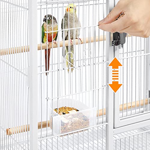 54" Large Flight Bird Cage for Parrots Macaw Cockatiels Sun Parakeets Lovebird Green Cheek Conures African Grey Small Quaker Amazon Parrots with Rolling Stand (White)