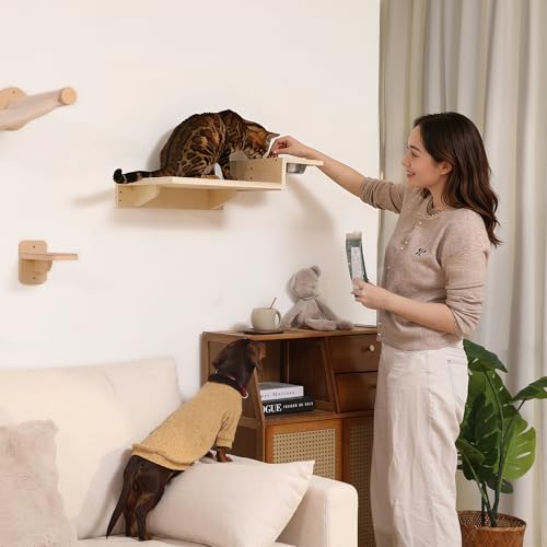 Cat Wall Shelves (Light Wood Color)