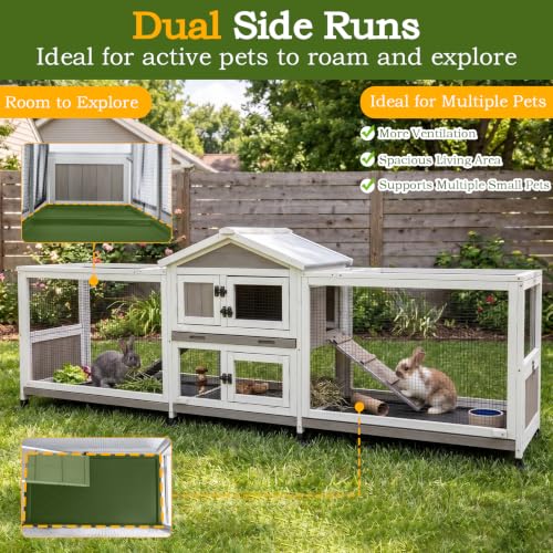93" L Double Rabbit Hutch with Dual Runs (93.0"L x 22.1"W x 35.0"H)