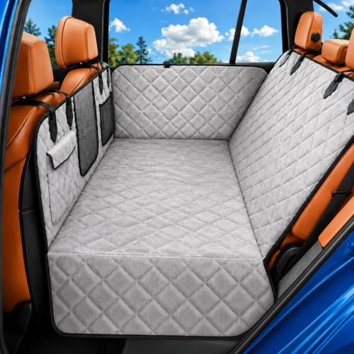 Dog Car Seat Cover for Back Seat (Gray flannel / For Car/SUV/Small Truck)