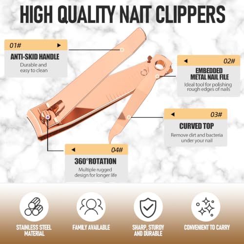 2Pcs Rose Gold Nail Clippers Set (Rose Gold)