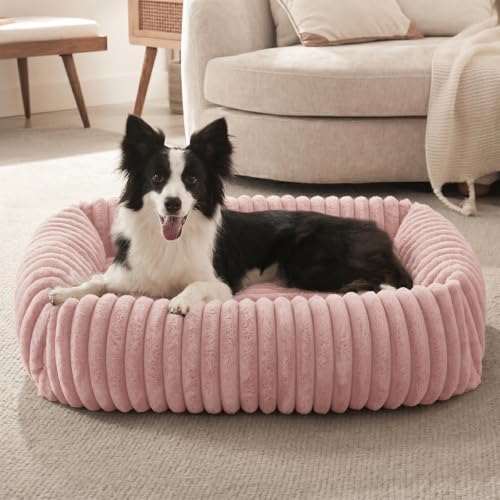 Dog Bed for Small Medium Dog (Pink / M (25"x21"x7"))