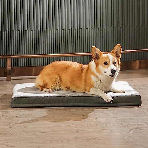 Washable Dog Bed with Cooling Gel Memory Foam (Mattress Bed / Large / Grey)