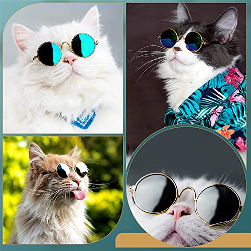 Dog Sunglasses Round Metal Pet Eyewear (Gold, Black / Classic Style)