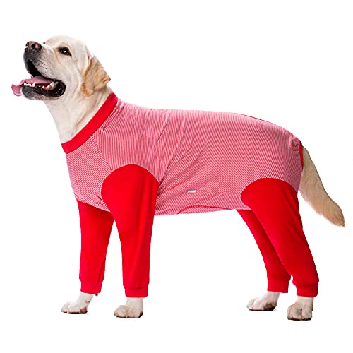 Dog Onesie Surgery Recovery Suit for Large Medium Bodysuit Dogs Pajamas PJS Full Body for Shedding (X-Large / Red)