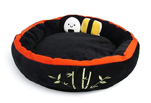 Soft Plush Small Cute and Cozy Sushi Dog Cat Bed with Two Sushi Crinkle Toys (Sushi)
