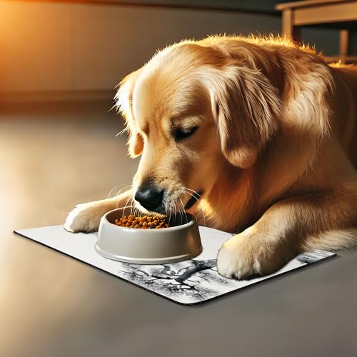 Asian Pet Mat for Food and Water (Grey White)