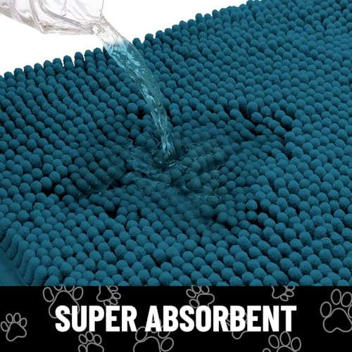 Dog Door Mat for Muddy Paws (48"X30" / Atlantic Blue and Black)