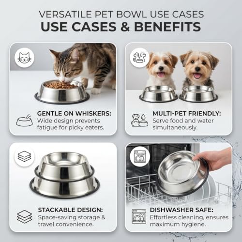 2 Pack Stainless Steel Dog Bowls (Stainless steel (2Pack) / 1.5 Cup/7.1" Dia x 1.8" H (2Pack))