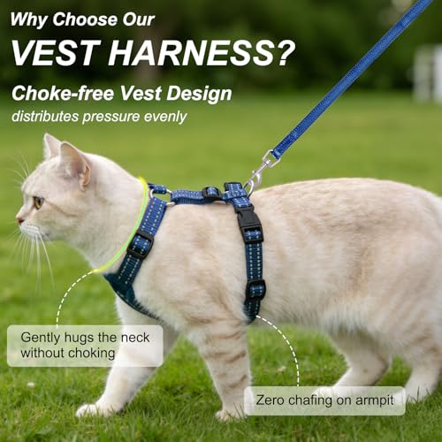 Cat Harness and Leash Set (Planets Stars Navy Blue / M (Chest: 12 - 19"))