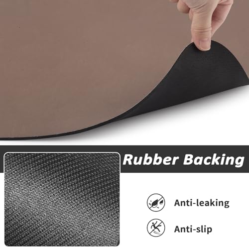 Dog Food Mat Absorbent Cat Mat for Food and Water (Brown / 24"L x 16"W)