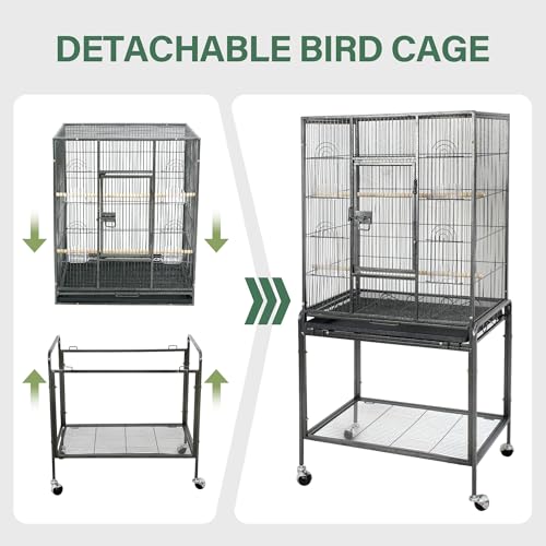 53 Inch Parakeet Bird Cage (Black + Silver)