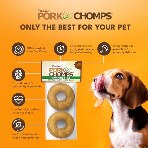Roasted Pork Skin Dog Chew 3in Donuts Chicken 2ct (3.35 Ounce (Pack of 1))