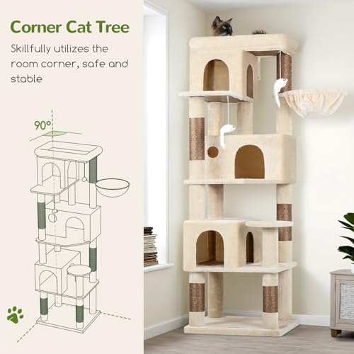 F66 Corner Cat Tree (Beige / 66 inch)