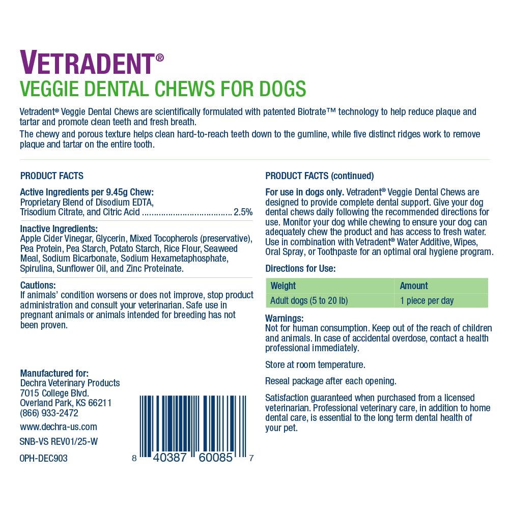 Veggie Dental Chews for Small Dogs (0.33 Ounce (Pack of 30))