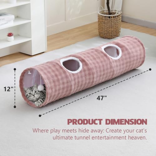 Straight Bubble Cat Tunnel for Indoor Cats 47"x12" (Dusty Pink / Straight)