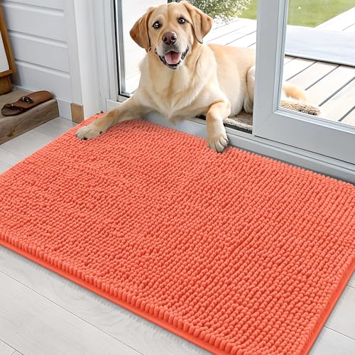 Dog Door Mat for Muddy Paws 36x24 (Coral / 36" X 24")