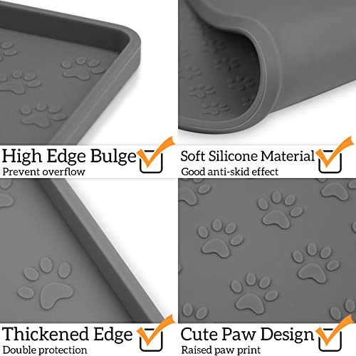 2 Pack Grey Pet Placemat for Dog and Cat (11.8"L x 11.8"W - 2 Pack / Grey)