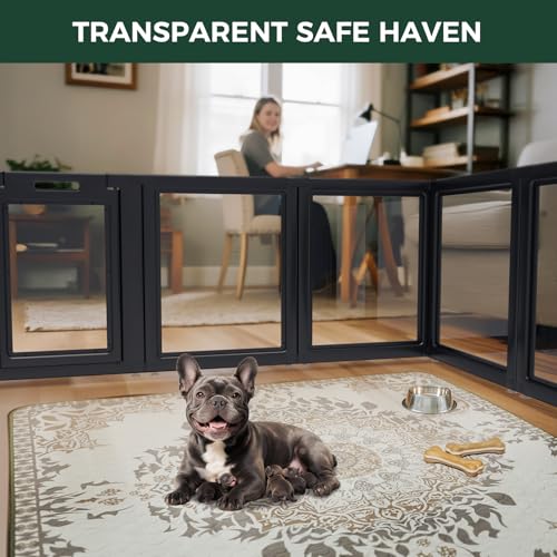 AuraSpace Acrylic Dog Playpen with Whelping Door (Black / 30"H)