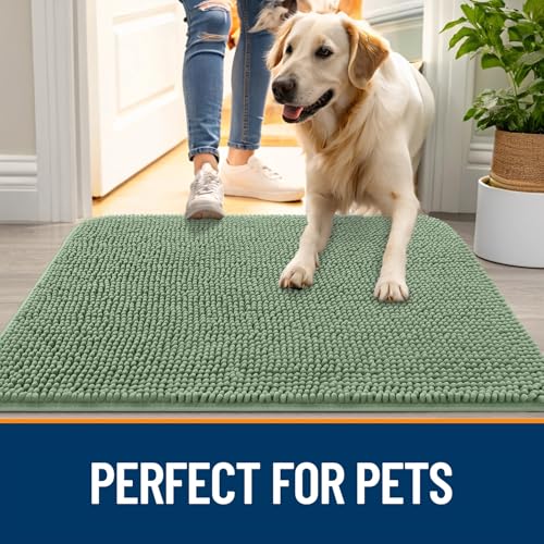 Dog Door Mat for Muddy Paws 40x24 (Olive Green / 40" X 24")