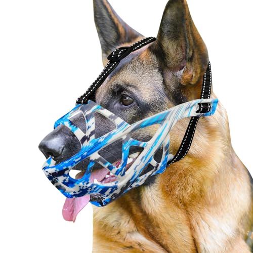 Dog Muzzle for Large Medium Dogs (Camouflage Blue / L)