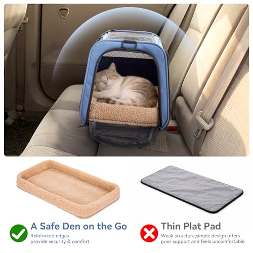 Cat Carrier Soft with Patented Safety Buckles (18.0"L x 11.0"W x 11.0"H / Blue)