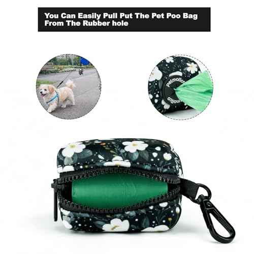 Dog Poop Bag Holder Dispenser 2 Pack (Cyan&Flower)