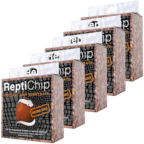 ReptiChip Reptile Substrate Coconut Chip Bedding 72 Quart Compressed Organic Coco Husk Block for Snake Habitat (5 Pack Breeder Bundle)